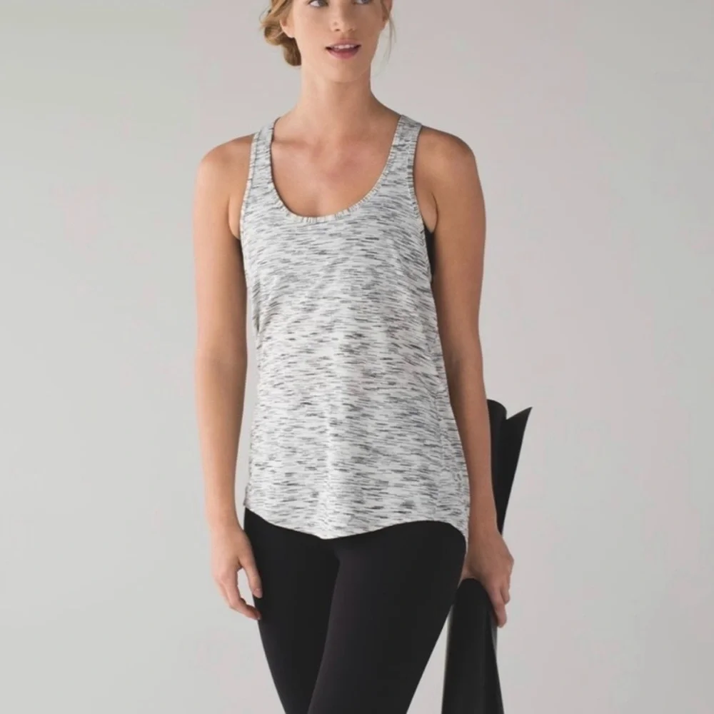 Lululemon yoga Singlet tank Gray white Running Top exercise sleeveless Athletic